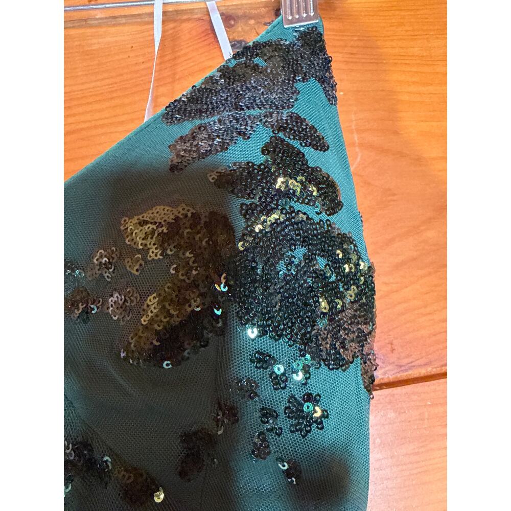 NWT Lulus Valhalla Forest Green Sequin Lace-Up Maxi Dress Glam Holiday Size M - Picture 9 of 10